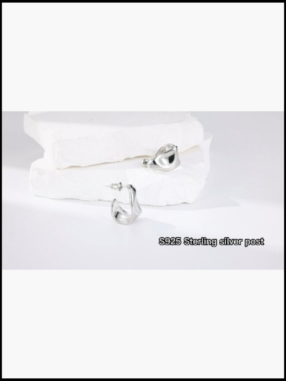 Chunky Teardrop Earrings Sterling Silver Post Gold Plated Statement Drop - Picture 7 of 7